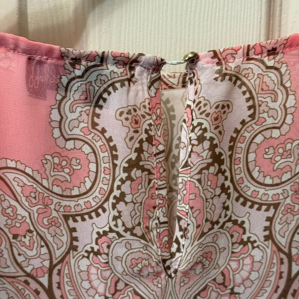 Joseph Ribkoff Sheer Pink Paisley Tunic Blouse Top 3/4 Sleeve Keyhole Size 12 - Picture 14 of 14